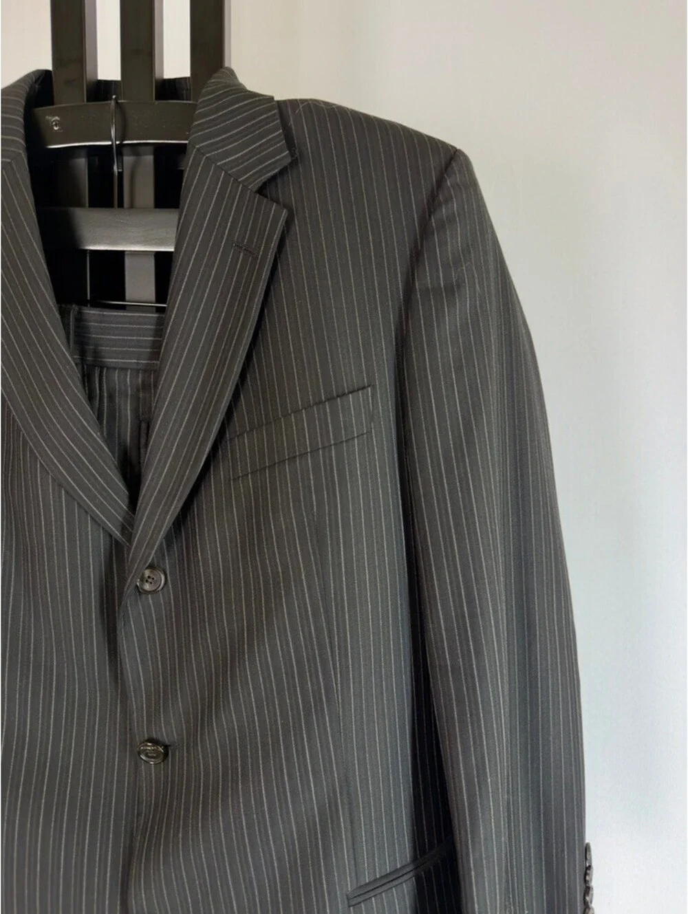Hugo Boss Einstein Sigma USA 44S Charcoal Pinstripe 3 Button Wool Suit 2Pc 36x30